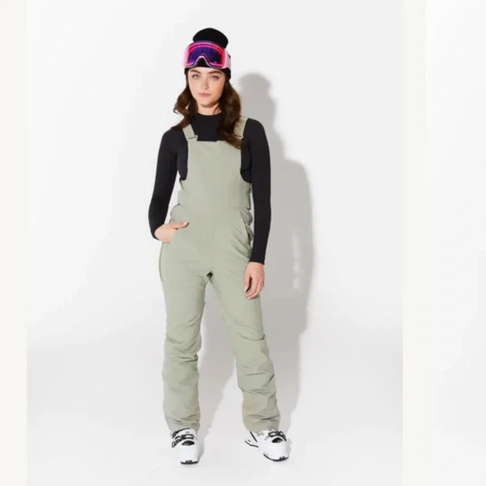 HALFDAYS Carson Size Small Green Bib Pant All-Mountain Snow Soft Shell Luxury
